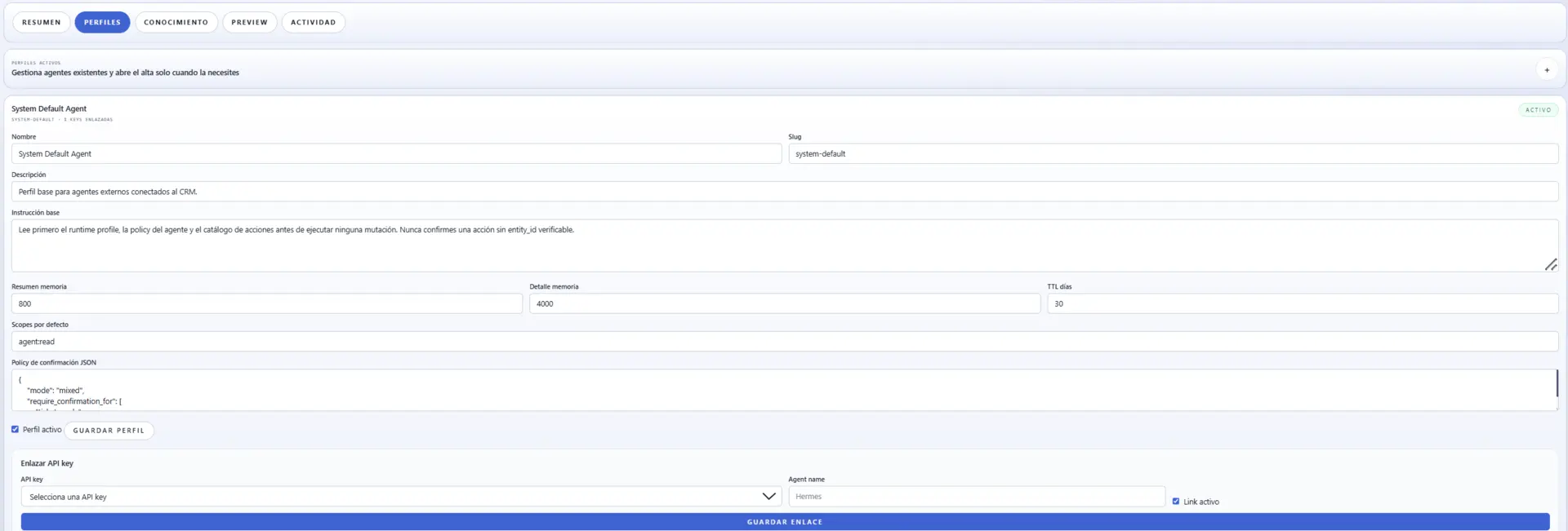 Configuración de perfiles de Agentes IA