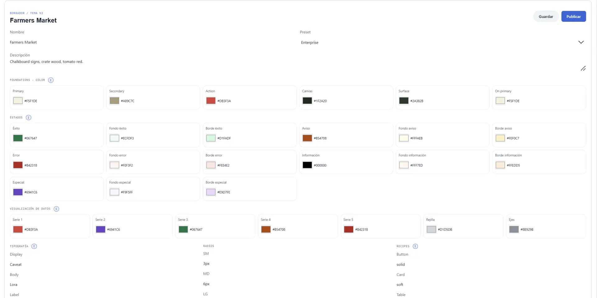 Editor de un tema en Theme Studio