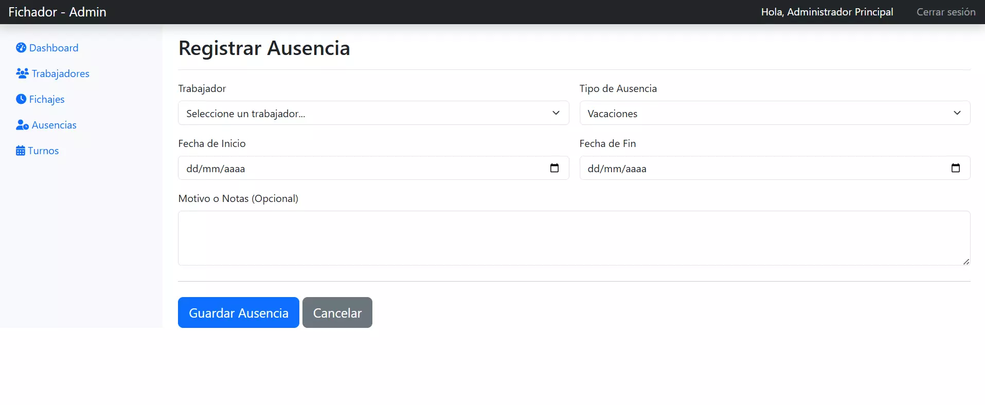 Registro de Ausencias