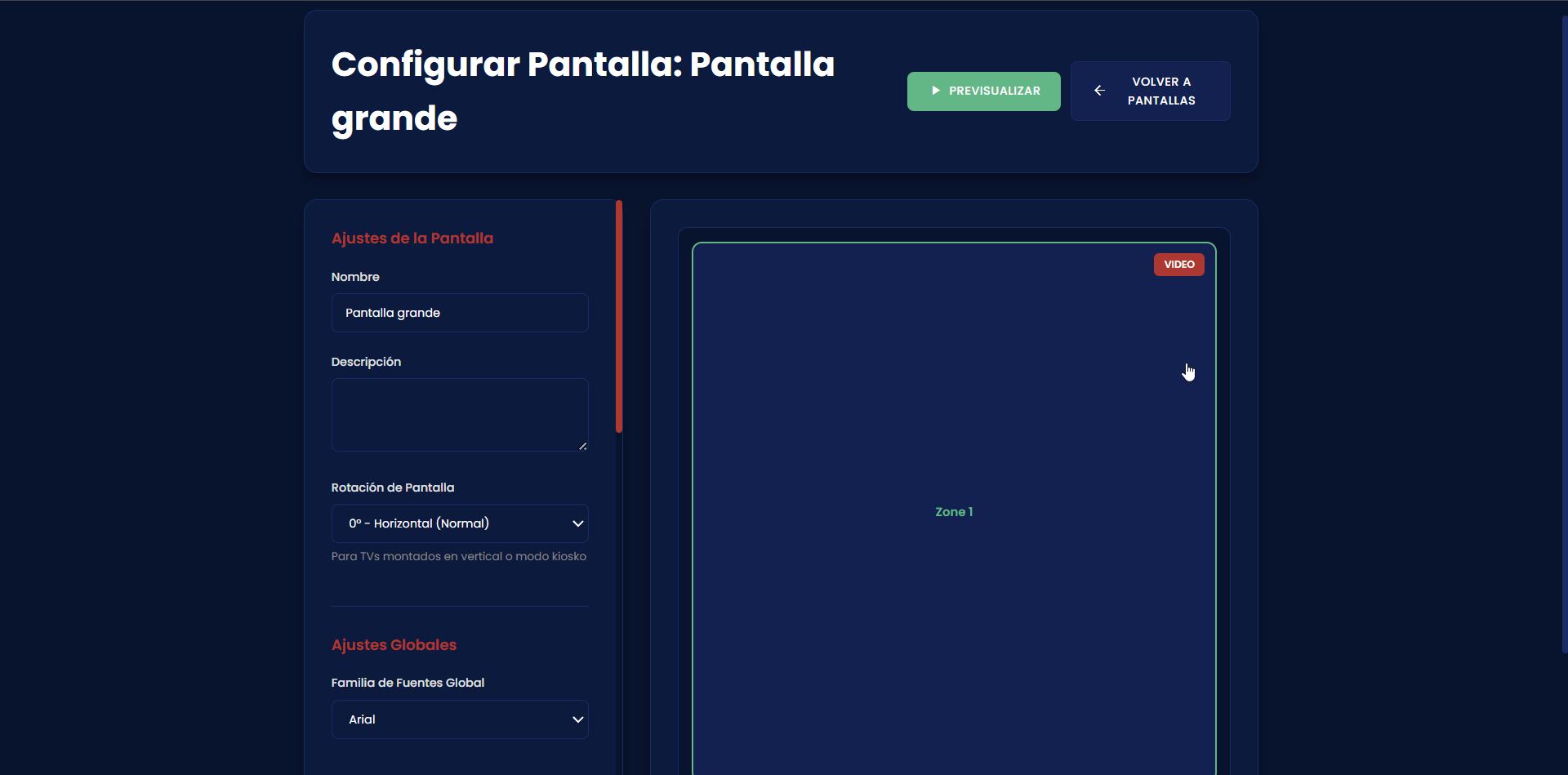 Pantalla en vestuarios